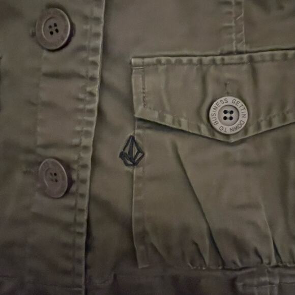 Volcom Military Style Green Button Jacket Women’s Sz SM - Picture 4 of 12